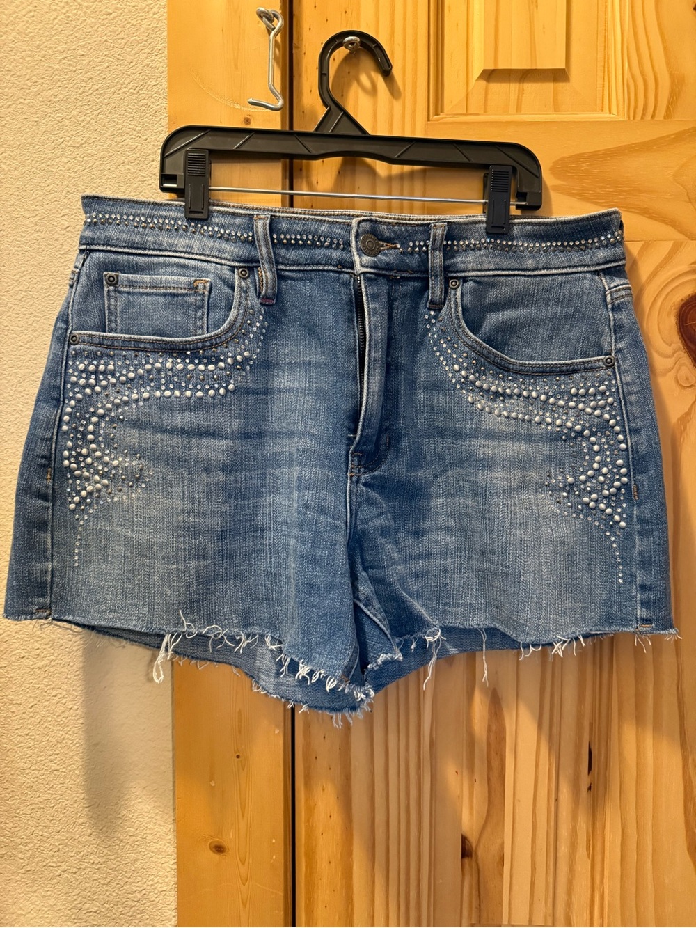 Idyllwind Blue Denim Shorts with Pearl-Style Stud Accents